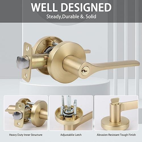 Miniatura 3 de Juego de cerradura de puerta exterior con cerrojo, manija de puerta de entrada y cerrojo de un solo cilindro, juego de palanca de bloqueo redonda