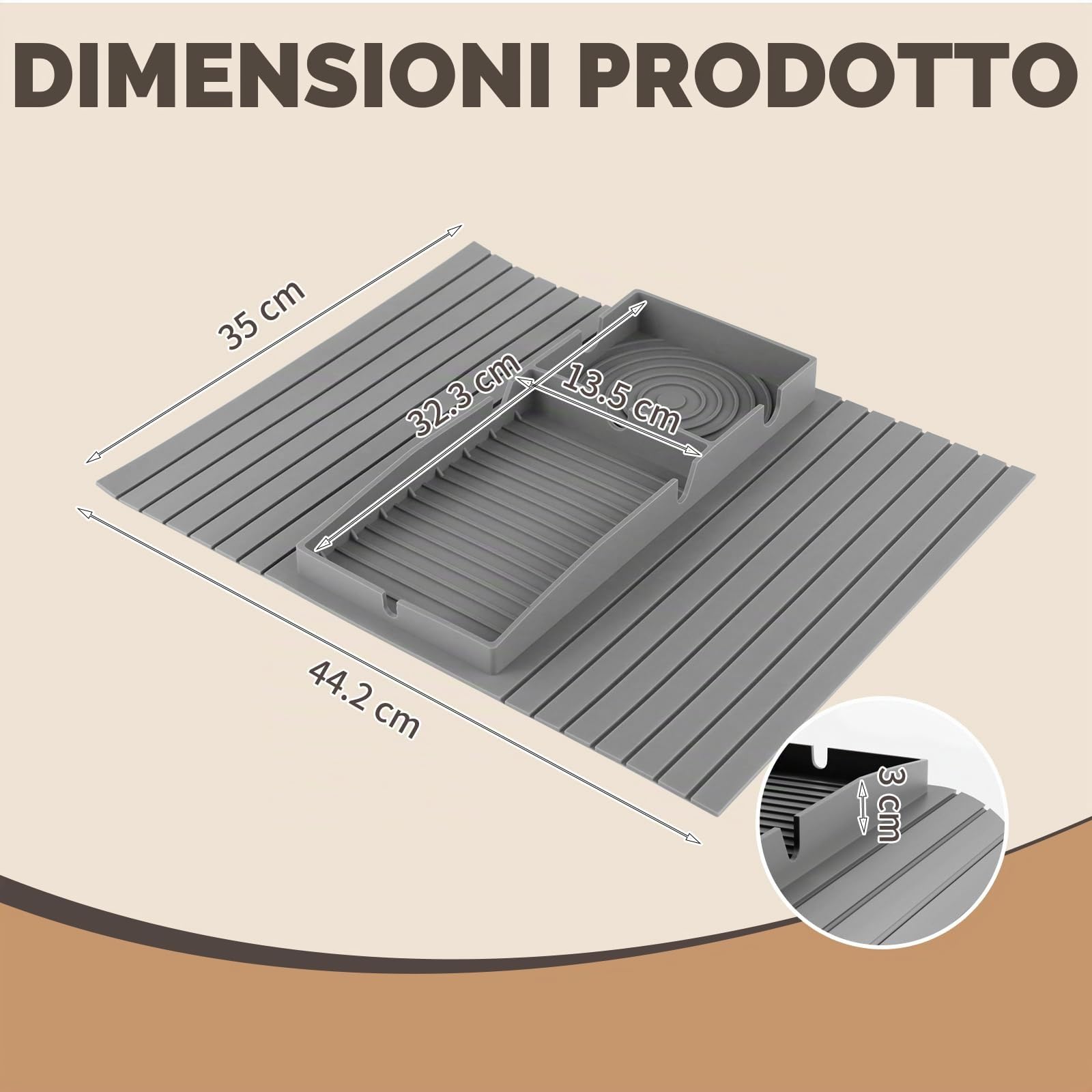 Vassoio da Divano, Organizer Divano Bracciolo in Silicone, Antiscivolo Porta Telecomando da Divano per Telefono, Tablet, Riviste, Tazza, Grigio