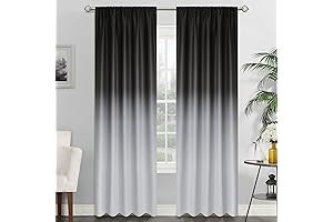 SimpleHome Black Ombre Rod Pocket Curtains