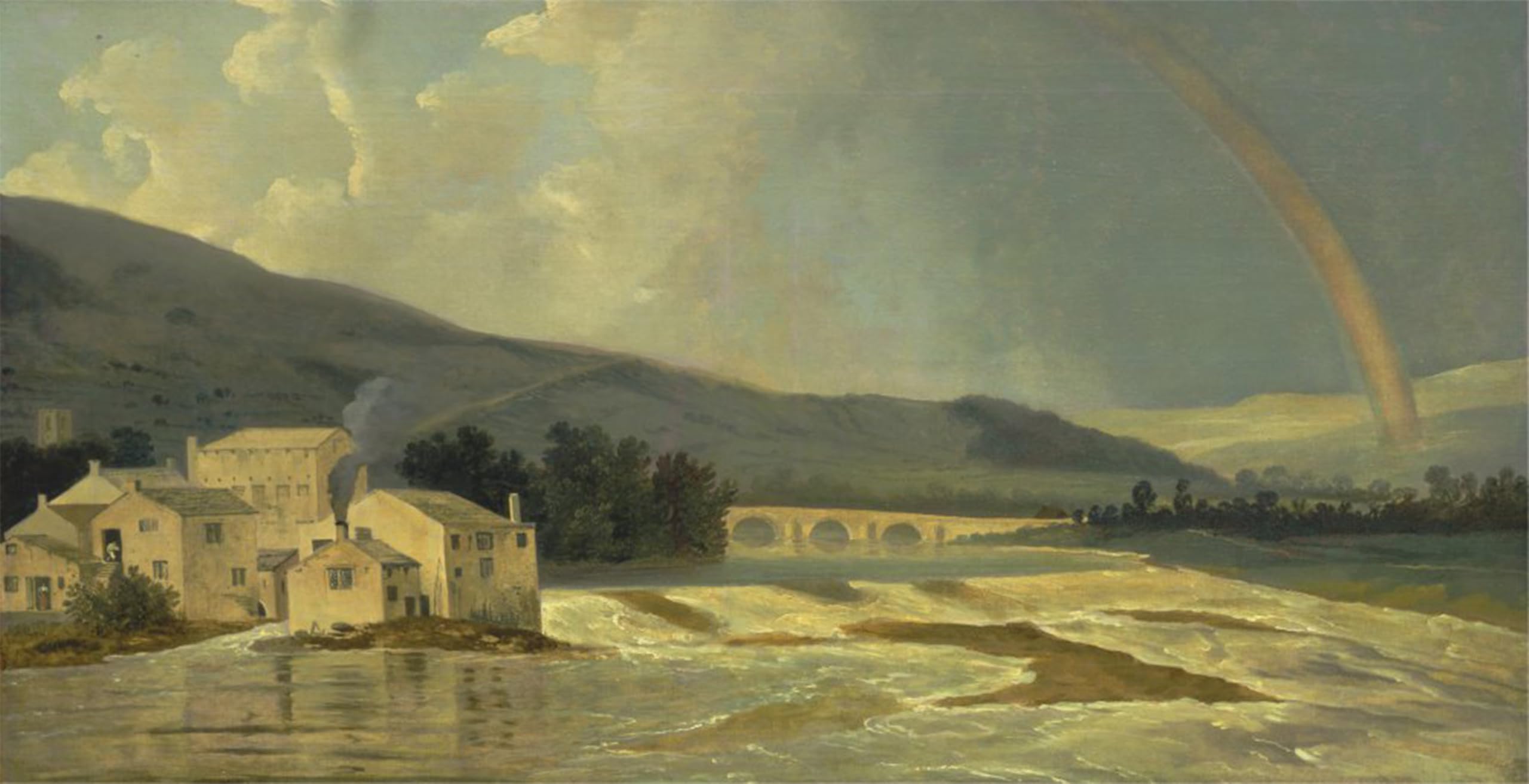Artxlxxbn No Frame Famous Prints Artwork Pictures Poster Painting Art Otley Bridge On The River Wharfe By William Hodges Artwork Landscape Pictures For Home Decor 60X90cm