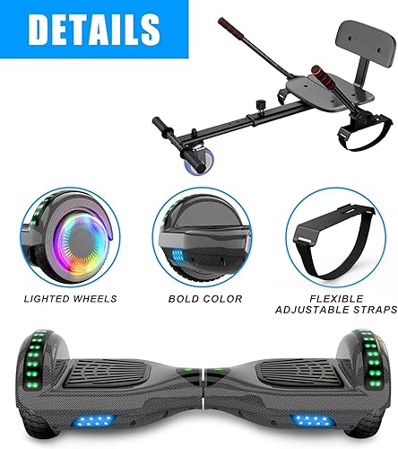 Miniatura 4 de SISIGAD Accesorio para asiento de scooter, scooter de 6.5 pulgadas, auto equilibrado, Go Kart con Bluetooth y luces LED, niños, niñas, adultos