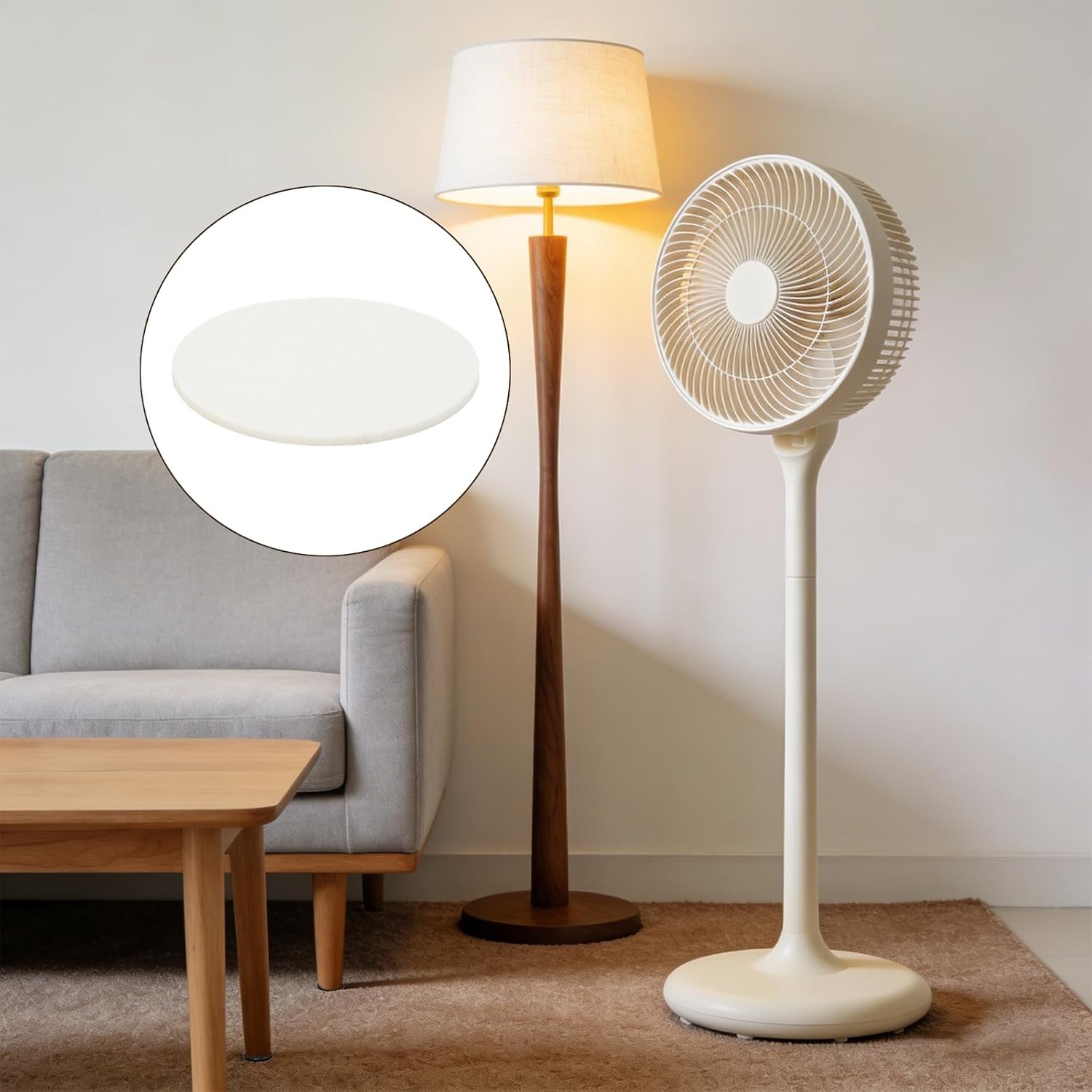 uxcell 8Pcs Non Slip Furniture Pads, 5.5" Round Self Adhesive Felt Bumpers Noise Reducing Furniture Feet Floor Protector for Chairs Tables Furniture Legs (White 0.2" Thick)