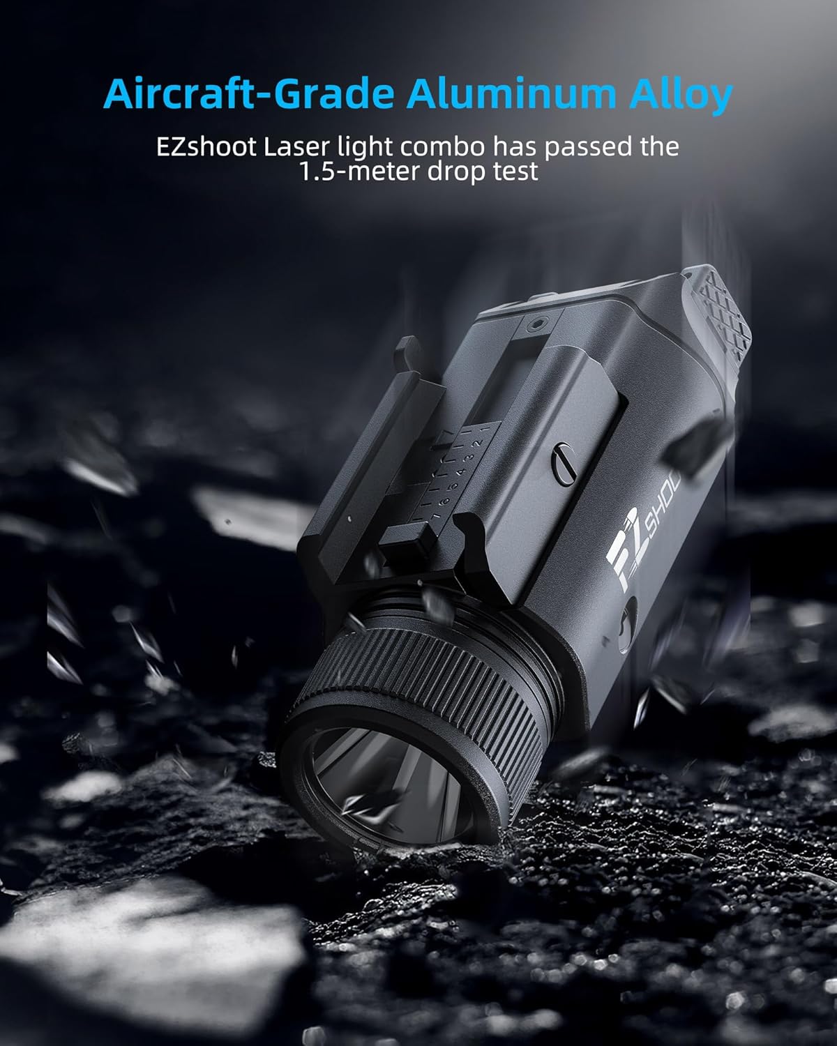 EZshoot 2400 Lumens Laser Light Combo with Strobe Mode, High Lumen Pistol Flashlight, Magnetic Rechargeable Green Laser Light with Quick Install Adjustable Slide Rail for Picatinny GL Rail