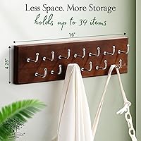 Vista 3 de Treehouse Organizador de Cinturones en Estante, Sostiene Más de 28 Cinturones Grandes, Metal Resistente y Madera Resistente, Soporte