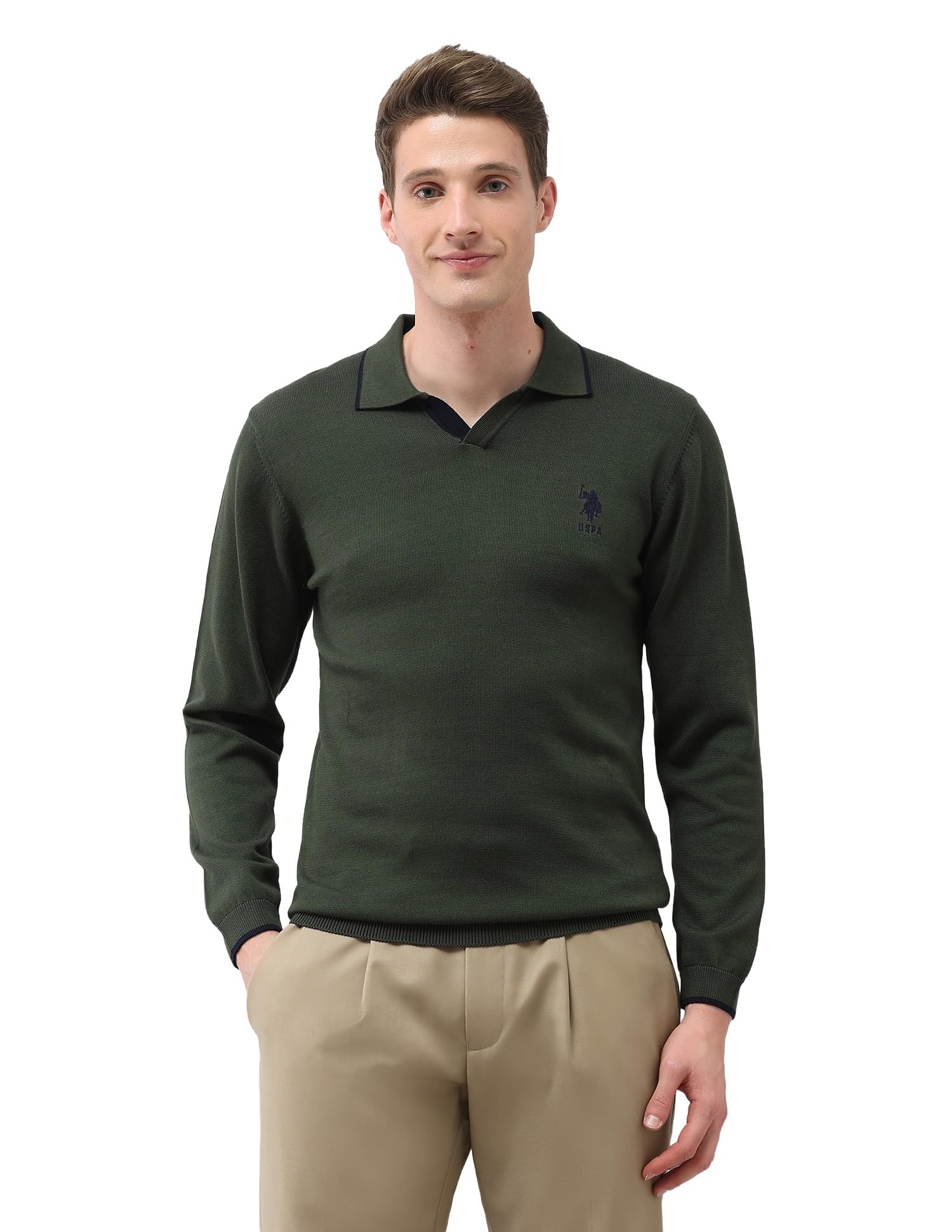 u.s. polo assn. U.s.Polo Association Men's Solid Regular fit Sweater-picture-21