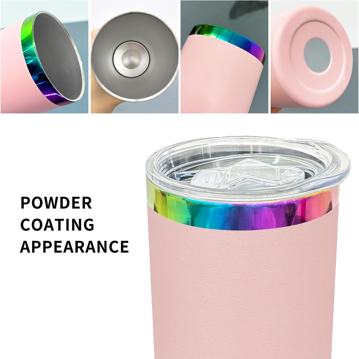 20 oz Skinny Tumblers Stainless Steel Tumbler with Lid and Straw Double Wall Vacuum Insulated Coffee Mug 20oz Powder Coated Cup for Hot and Cold Drinks(Pink,1 pack) - Image 3