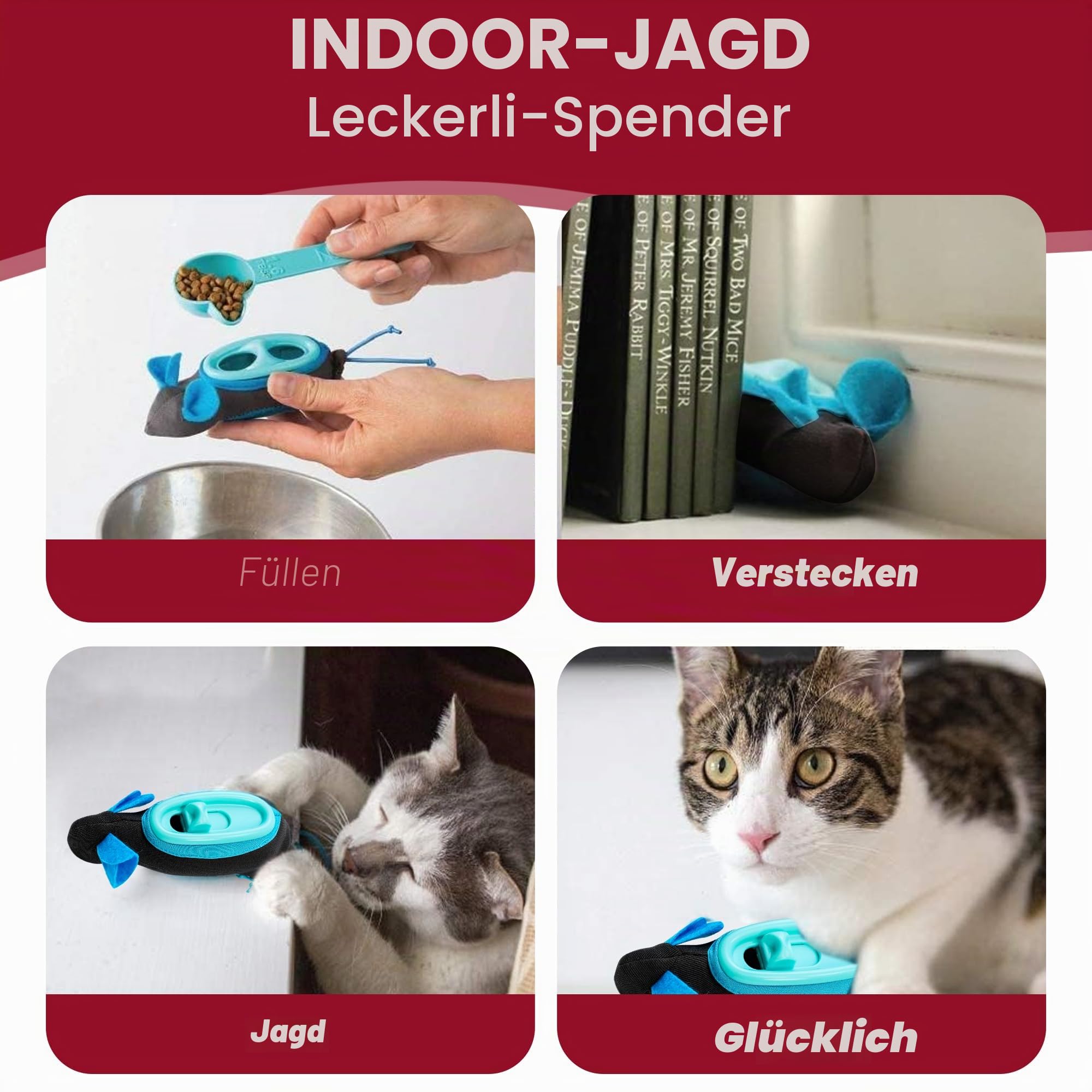 Doc & Phoebe Interaktiver Futterspender für Katzen, für den Innenbereich, Einheitsgröße