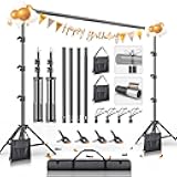 BEIYANG 8.5 x 10 FT Photo Backdrop Stand Kit, Adjustable Background Holder Support System Kit with Carrying Bag, for Photography Video Stutio, Parties Decoration, Advertising Display
