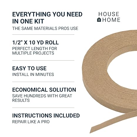 House2Home Upholstery Tack Strip, 1/2 Inch x 10 Yard Roll, Great for Making Professional Edges on Furniture, Couch, Chair, and Sofa, Includes Instructions