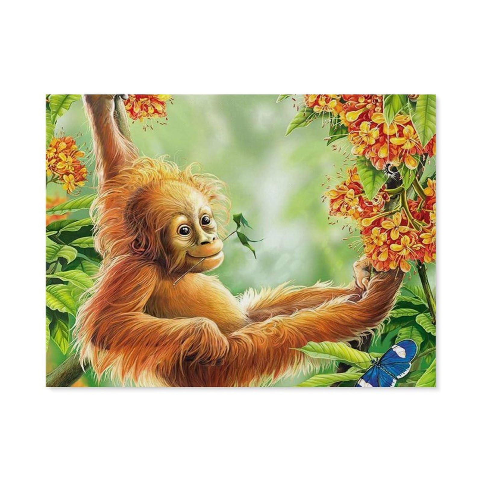 Gsbrsnts A11 Diy 5D Diamond Painting，Orangutan Animal，Round Diamond, Used For Room Decoration（30 X 40 Cm/11.81 X 15.74 Inches）-C40