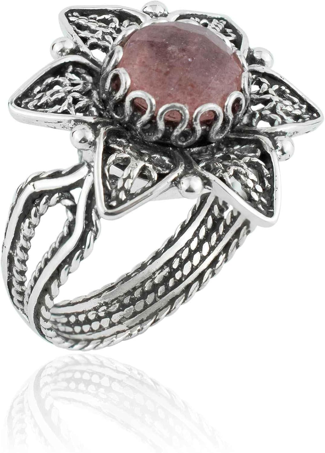 Filigranist 925 Sterling Silver Filigree Art Daisy Flower Motif Woman Cocktail Statement Ring, Gift Boxed