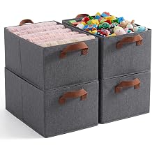 4 Pack Large Capacity Closet Storage bins, Foldable Storage Bins for Shelves, Large Fabric Closet Organizers with Handles for Clothing, Toys, Books, Shelves