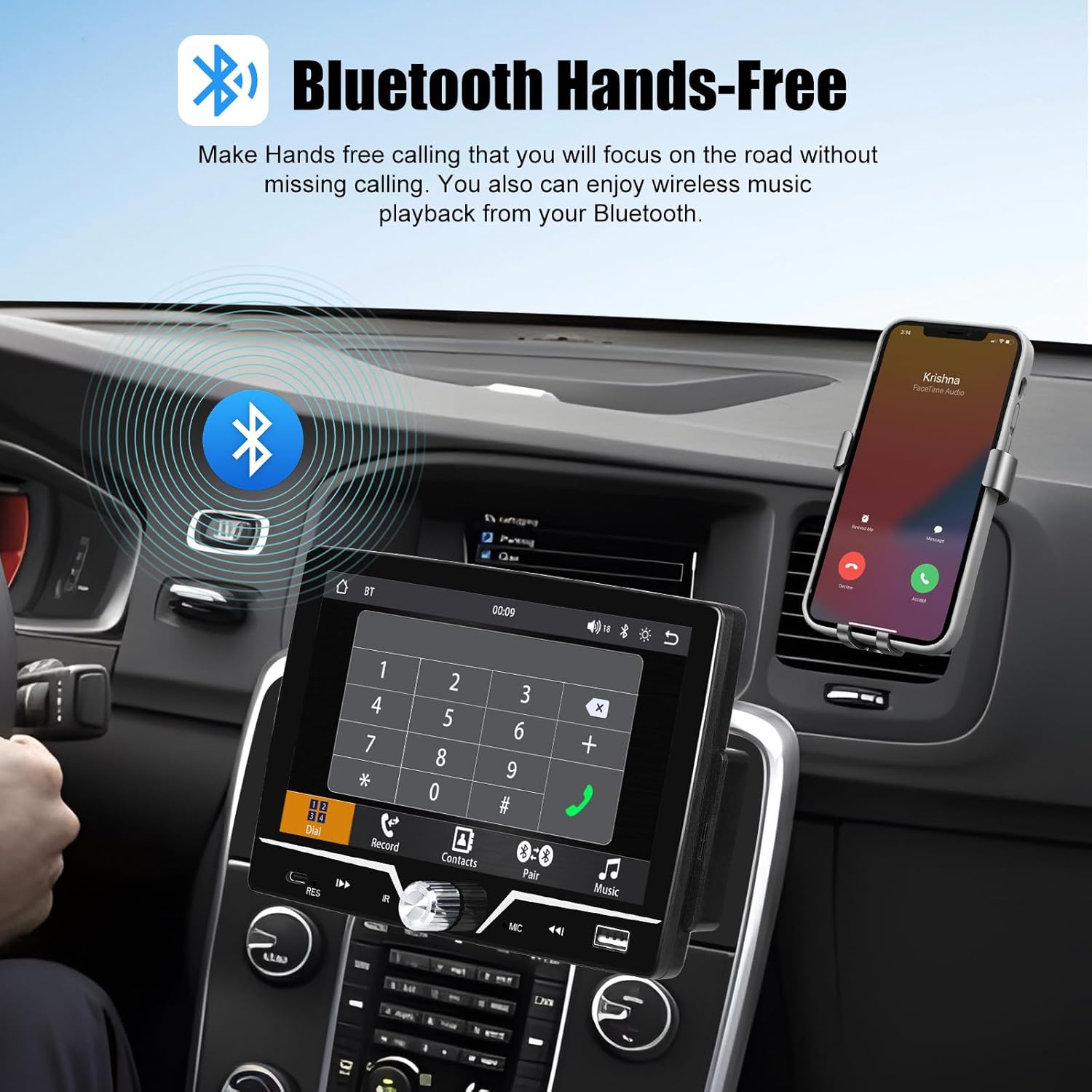 Single Din Car Stereo with Apple Carplay Android Auto, 7 Inch HD Touch Screen Car Radio Support Mirror Link Bluetooth 5.0 FM Type-C USB EQ SWC, Car Play Audio Receivers Headunit