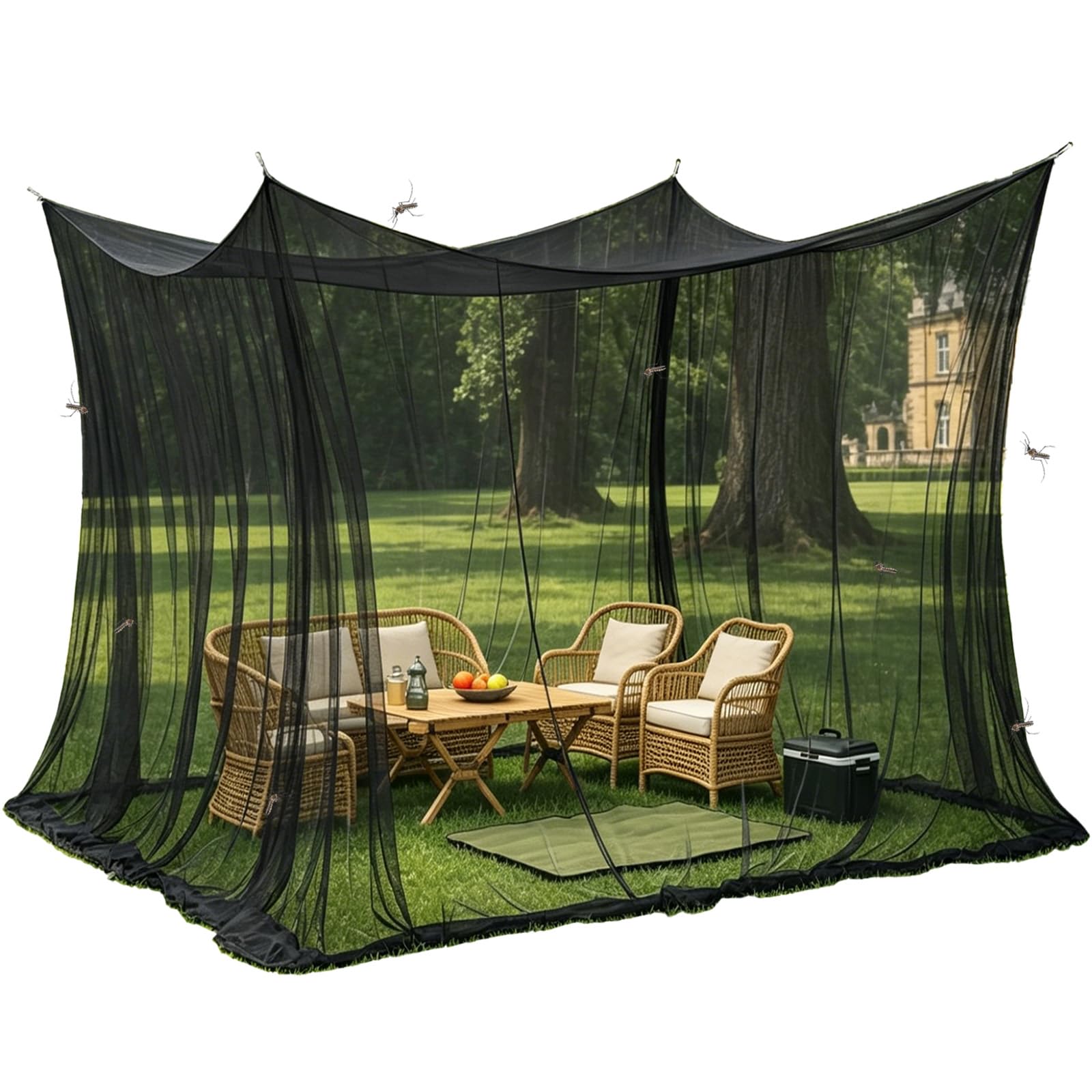 Tenda Zanzariera XXL per Esterni 300x500x250 cm, Zanzariera Letto Matrimoniale Quadrata, Rete Antinsetti 220 Mesh