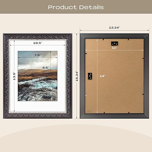 Vista 12 de Golden State Art, Marco de fotos de 11 x 14 pulgadas con paspartú blanco para fotos de 8 x 10 pulgadas y cristal real para exhibición en pared, Oro