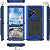 Vista 4 de Funda resistente para Samsung Galaxy S22 5G 2022 con protector de pantalla y función atril para cámara Samsung S22, de metal militar, resistente, a