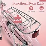 Goplus Beach Cruiser Bike for Women, 24/26 Inch Commuter Bicycle w/Basket, Rear Rack, Bell, Low Step Through Frame, Adjustable Seat, City Bike for Teens, Adults, Ladies