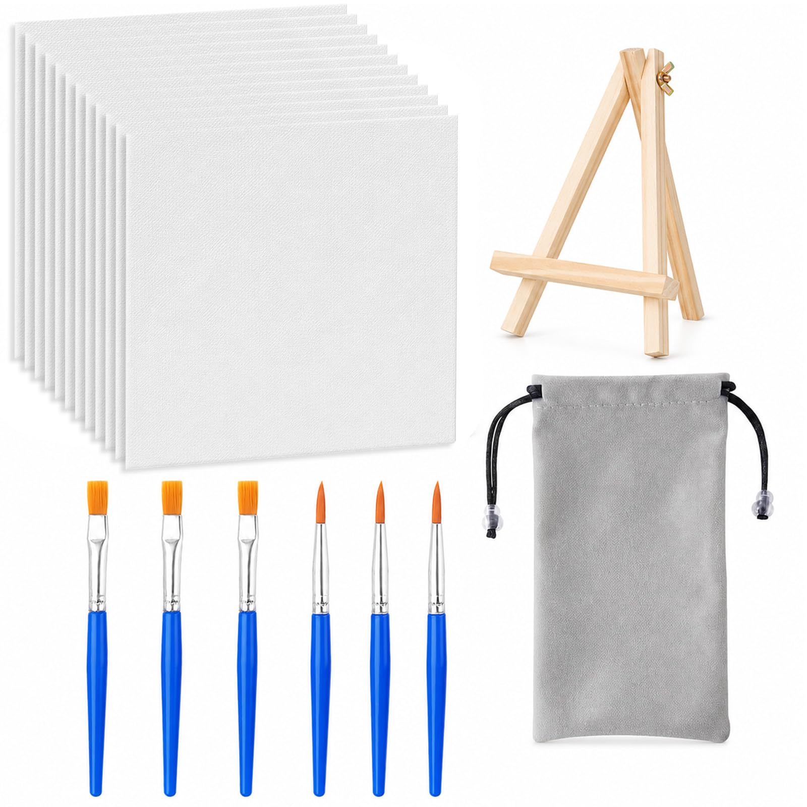 12 Pack Mini Canvas Set, 10 x 10 cm Canvas Boards for Painting