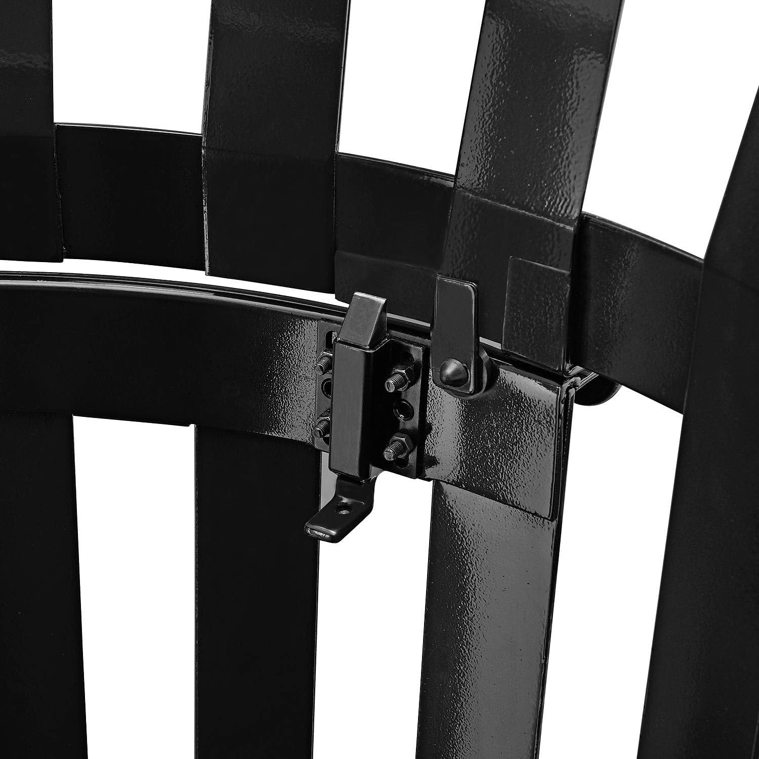 Global Industrial 36 Gallon Outdoor Steel Slatted Receptacle with Access Door & Rain Bonnet Lid, Plastic Liner and Anchor Kit Included, 28" Dia. X 47-3/4"H, Black