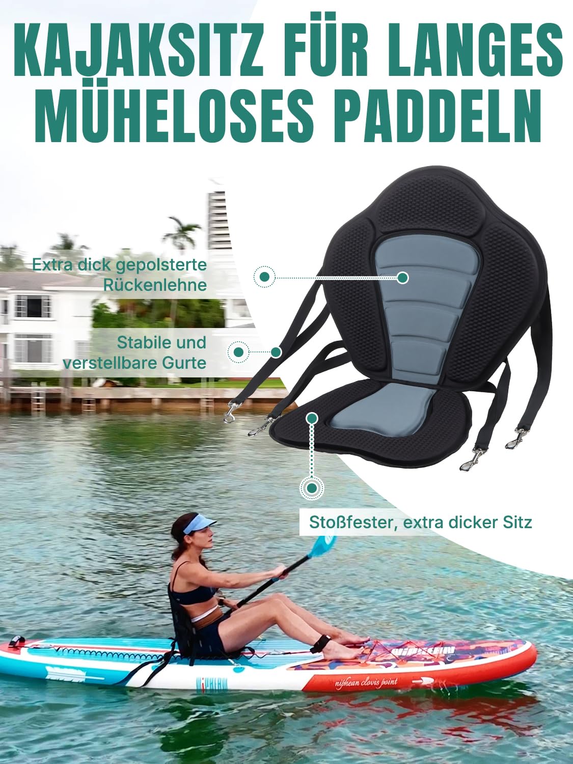 Niphean Stand up Paddling Board mit Sitz und Allem Zubehör, 320cm Paddleboard für Aller Fähigkeitsniveaus, SUP Board 200kg Tragkraft für 2 Personen, Standup Paddle Board for Adults