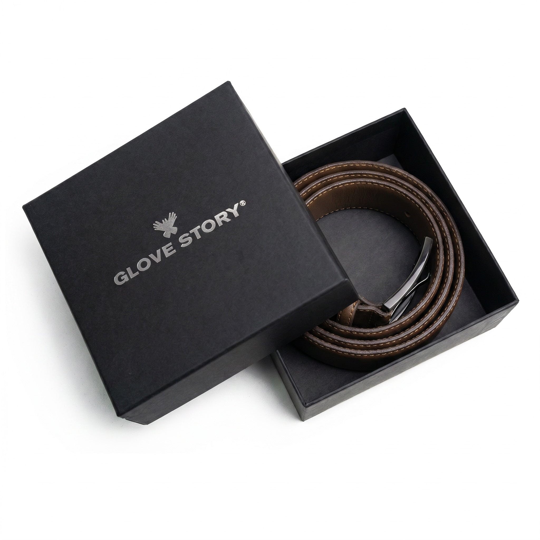 GLOVE STORY Cinturón de piel para hombre, hebilla de vestir, para traje, pantalones y pantalones – Caja de regalo, experiencia en piel desde 1996