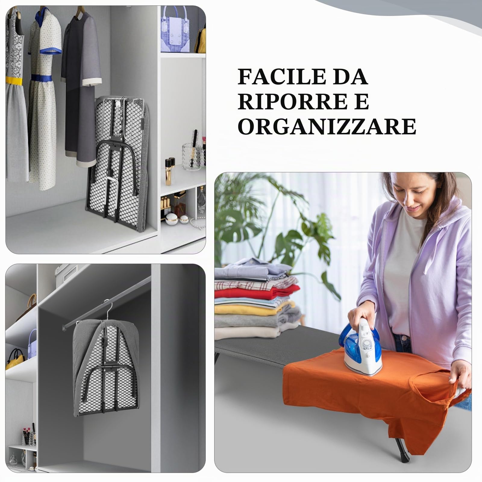 Asse da Stiro Pieghevole, Asse da Stiro Salvaspazio Piccola Tavola da Tavolo con Poggia Ferro, Mini Piedini Antiscivolo Pieghevoli Portatili per Casa, Lavanderia, Dormitori, Viaggi