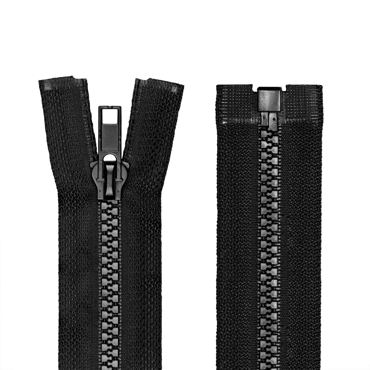 Zynzaoacs 2PCS #5 25 Inch Zippers for Sewing, Separating Jacket Zipper for Coats, Bags, Black Right-Insert Plastic Replacement Zipper