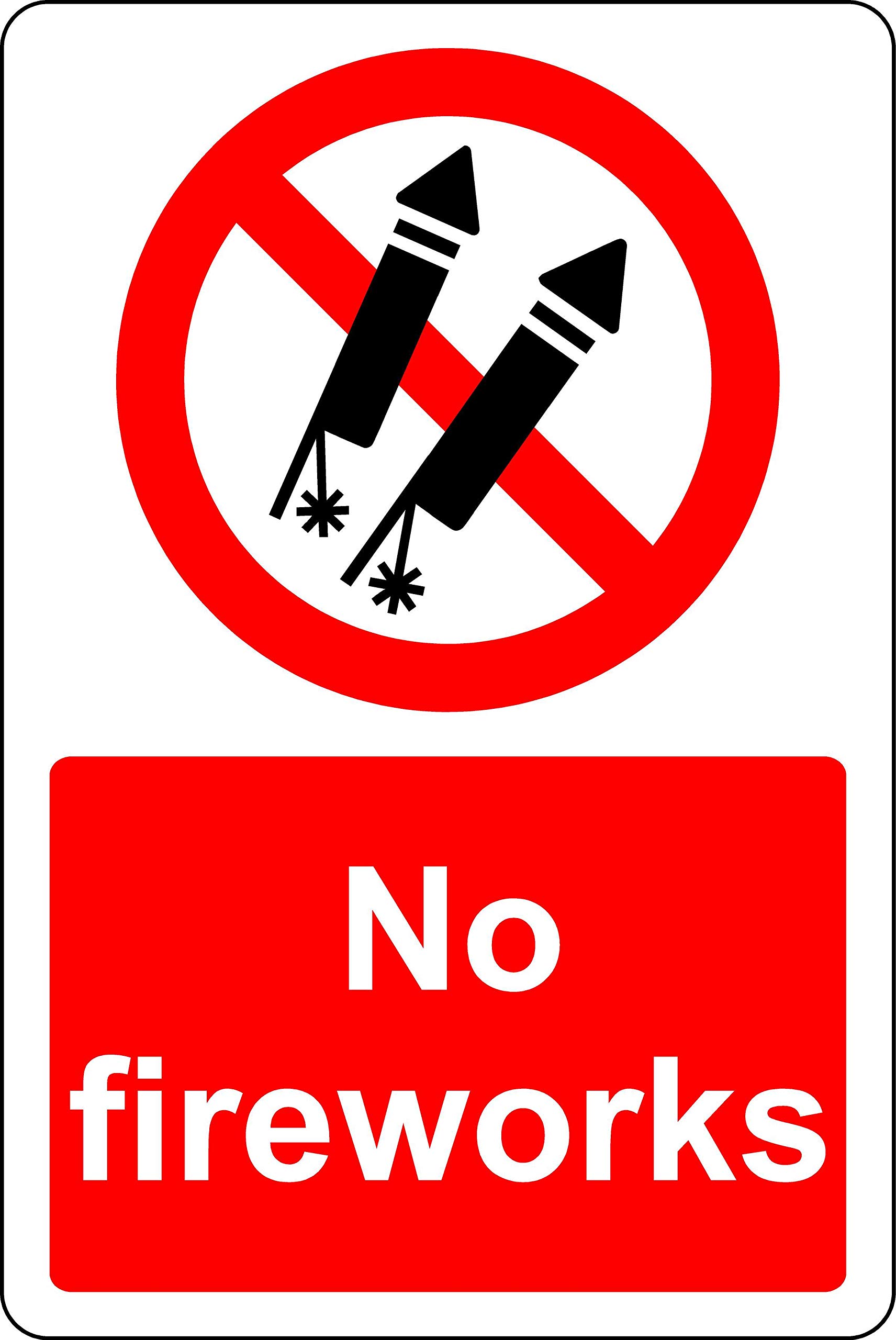 No fireworks Safety sign - 1.2mm Rigid plastic 400mm x 300mm