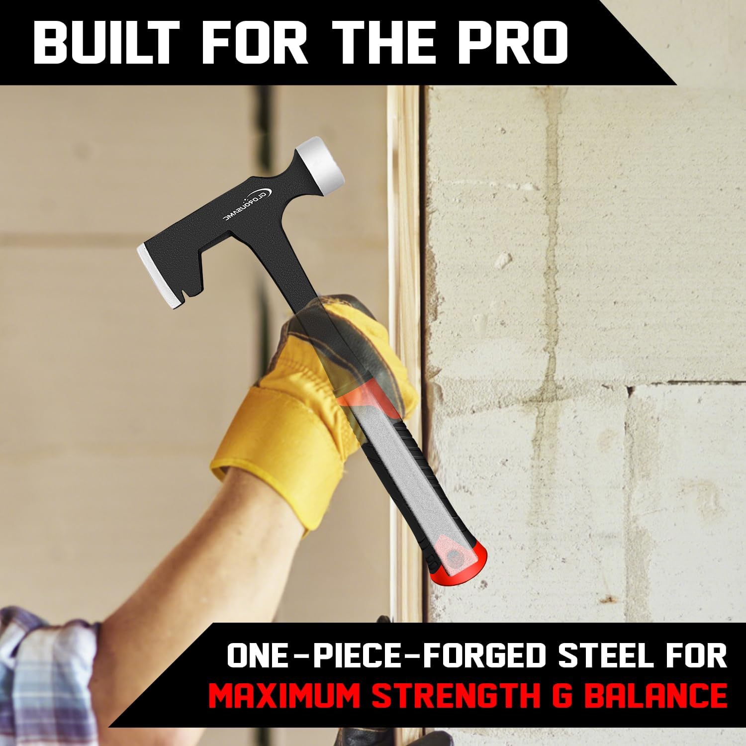 Professional Construction Mason's Hammer – 34oz Drywall Hammer Hatchet – Ergonomic Handle Wall Board Tool with Milled Face– Roofing hammer for Drywall Installation and Demolition (Hammer Hatchet)