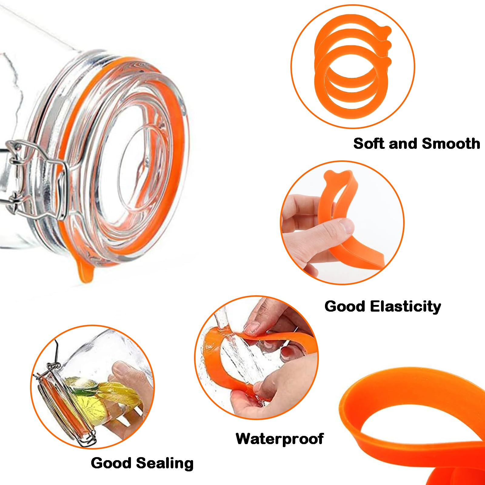 18 PCS Jar Seals,Silicone Replacement Gaskets Seals Orange Jar Seals Replacement - Image 3