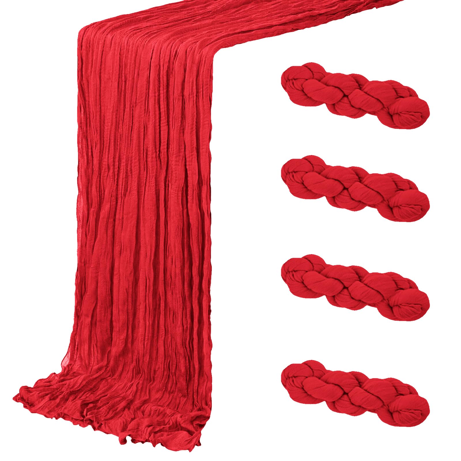 View 1 of ***ONLY 1 RUNNER***
ACSUIT 4 Pack Red Cheesecloth Table Runners