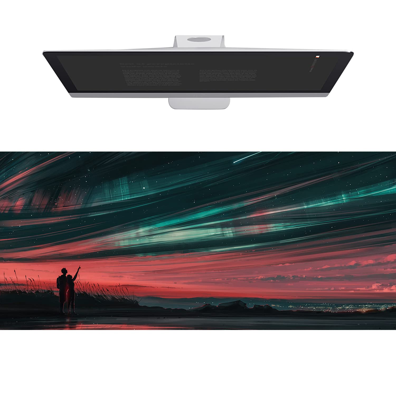 Wehilion XXL Gaming Large Mouse Mat 900 x 400 x 3 mm, Desk Mat with Stitched Edges, Mouse Mat with HD Anime Landscape Map for Gaming, Office & Home