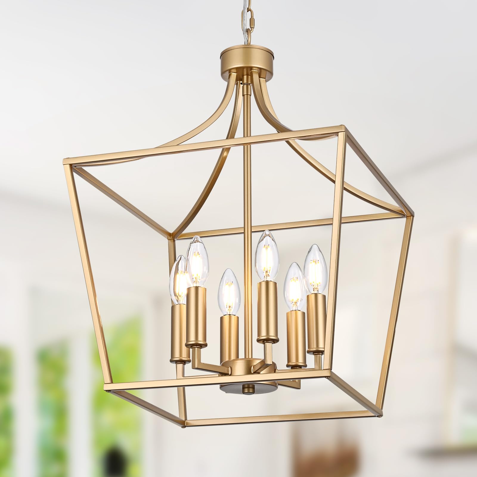 Photo 1 of WINSHEN 6-Light Gold Cage Chandelier