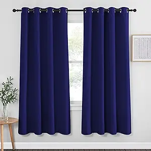 NICETOWN Blackout Curtain Drape 72 inch Long - Grommet Noise Reducing Thermal Insulated Modern Window Treatments for Bedroom Living Room (1 Panel, 52 x 72 Inch, Navy Blue)