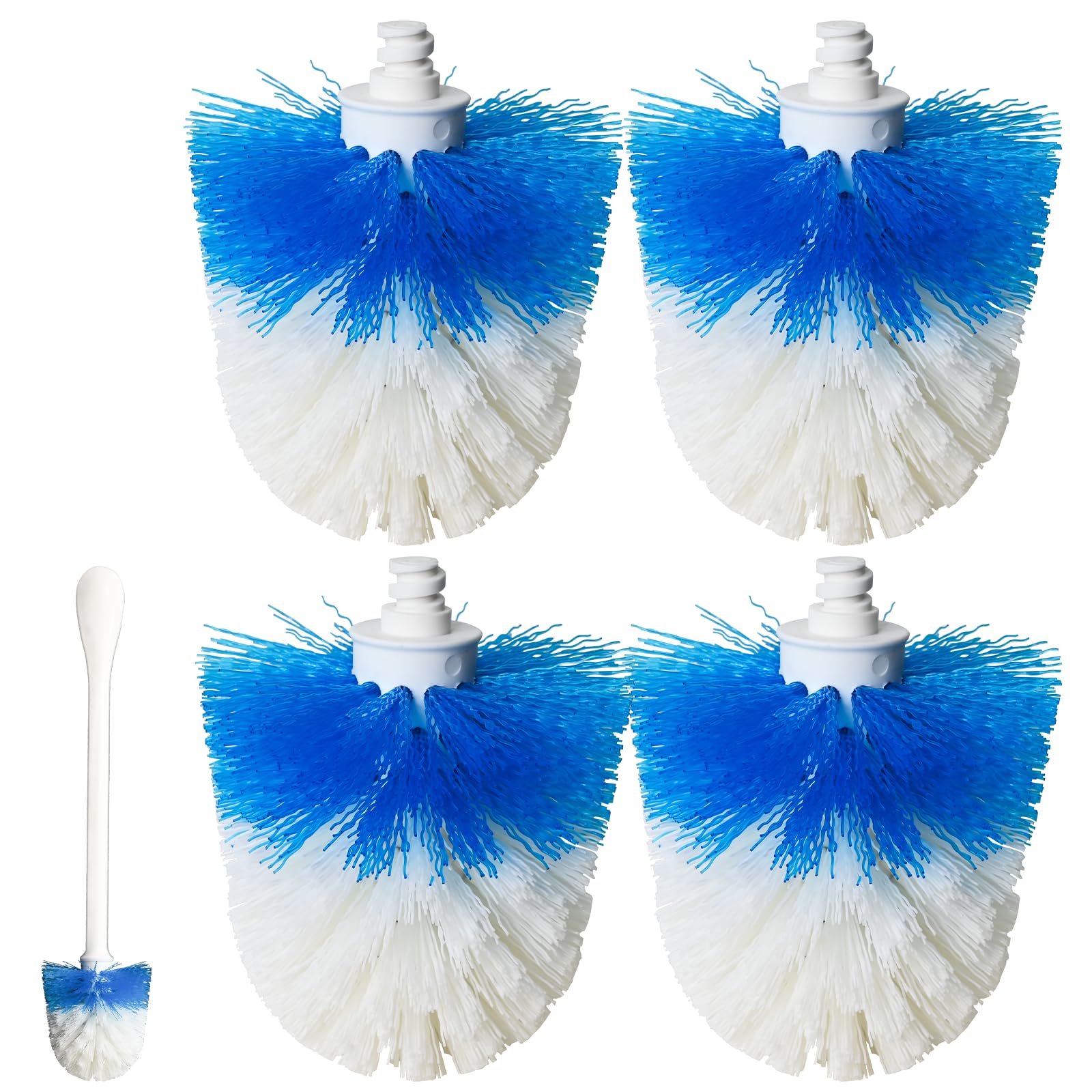 Toilet Brush Refills for OXO Toilet Brush Only, 4 Pack Toilet Brush Replacement Head, Blue & White, Nylon & Plastic Material Bristles
