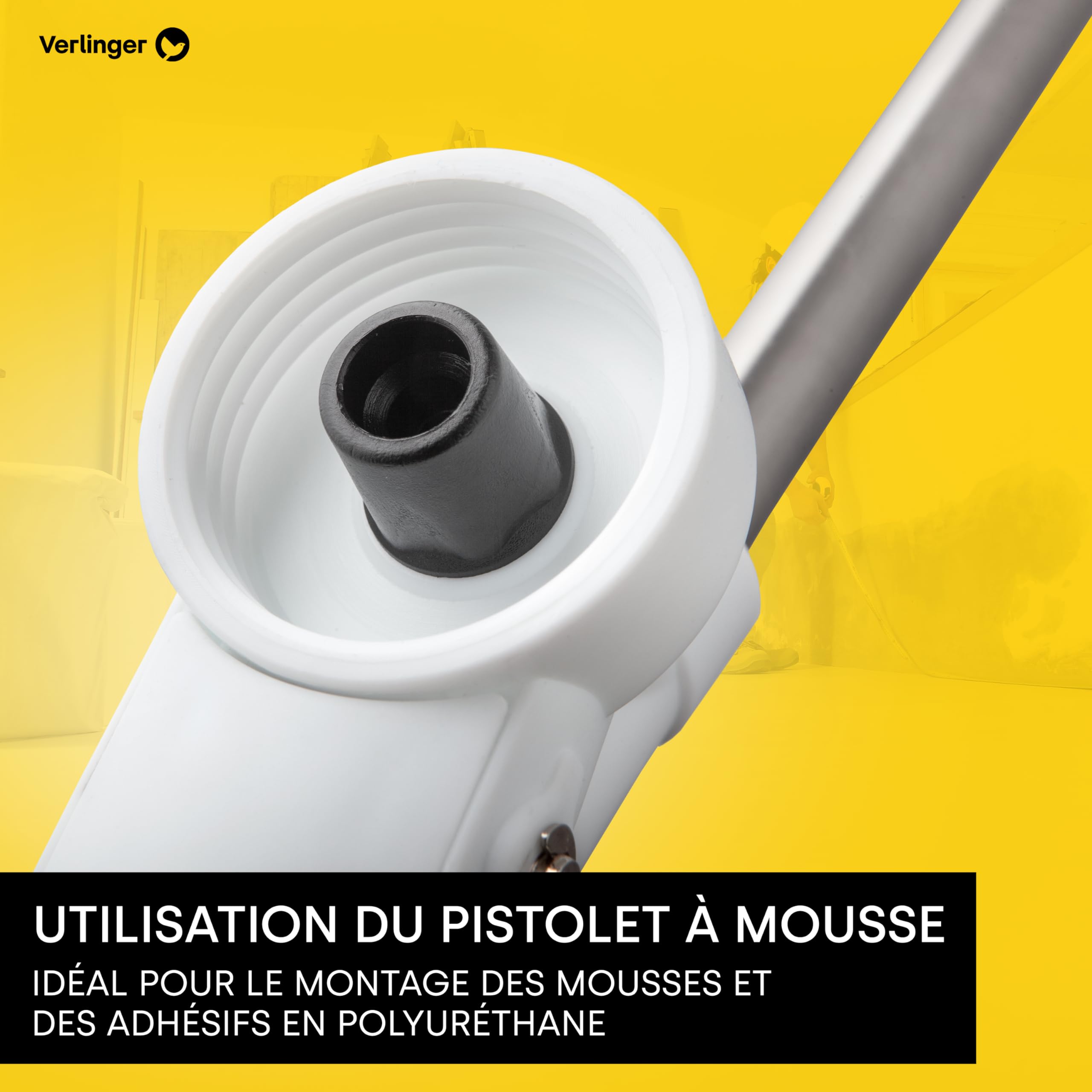 Pistolet pour Mousse PU - Applicateur Professionnel pour Remplissage, Étanchéité et Isolation - Pistolet Mousse de Construction et Adhésifs de Dosage Précis, Robuste et Durable Blanc