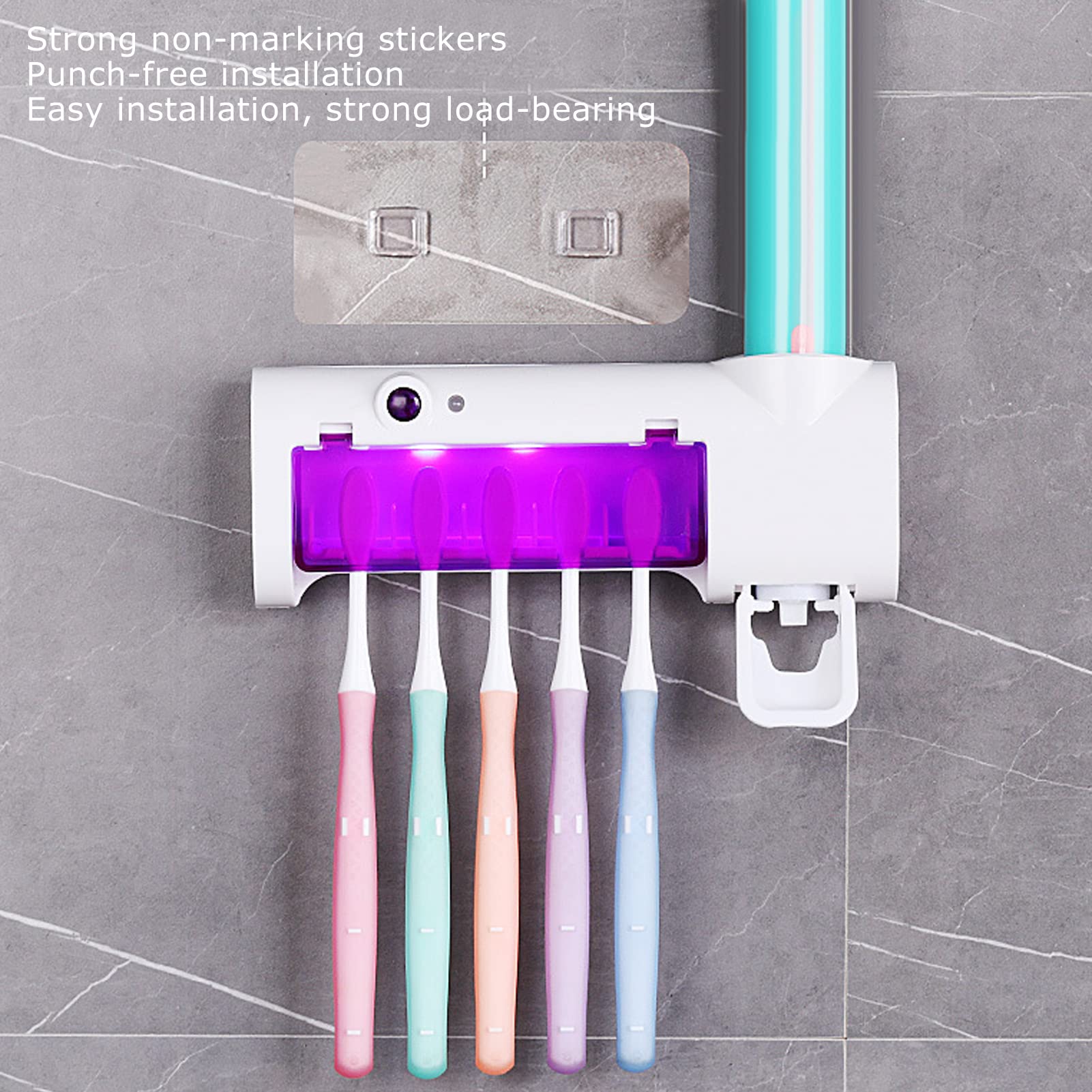 Sterilizzatore UV Per Spazzolini Da Denti 5+1 - Asciugatura Automatica, 4000mAh, Montaggio Senza Fori