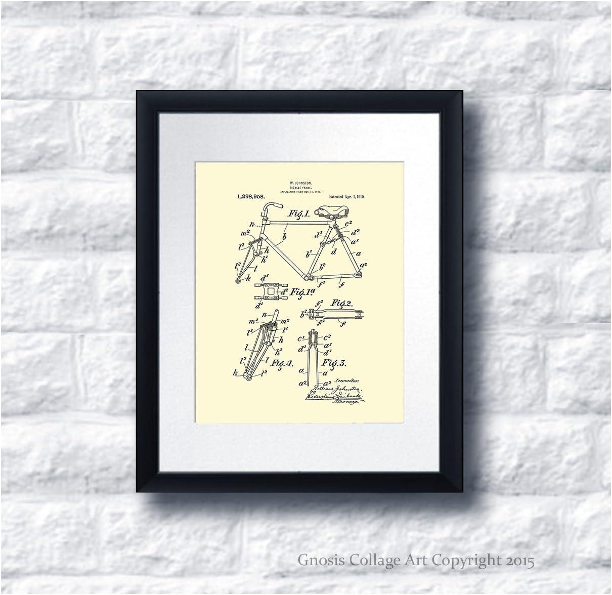 Bicycle Decor Art Print set of 6 Unframed Patent Prints Urban Wall Art by Gnosis Picture Archive Patents_Bicycle_Crm6A