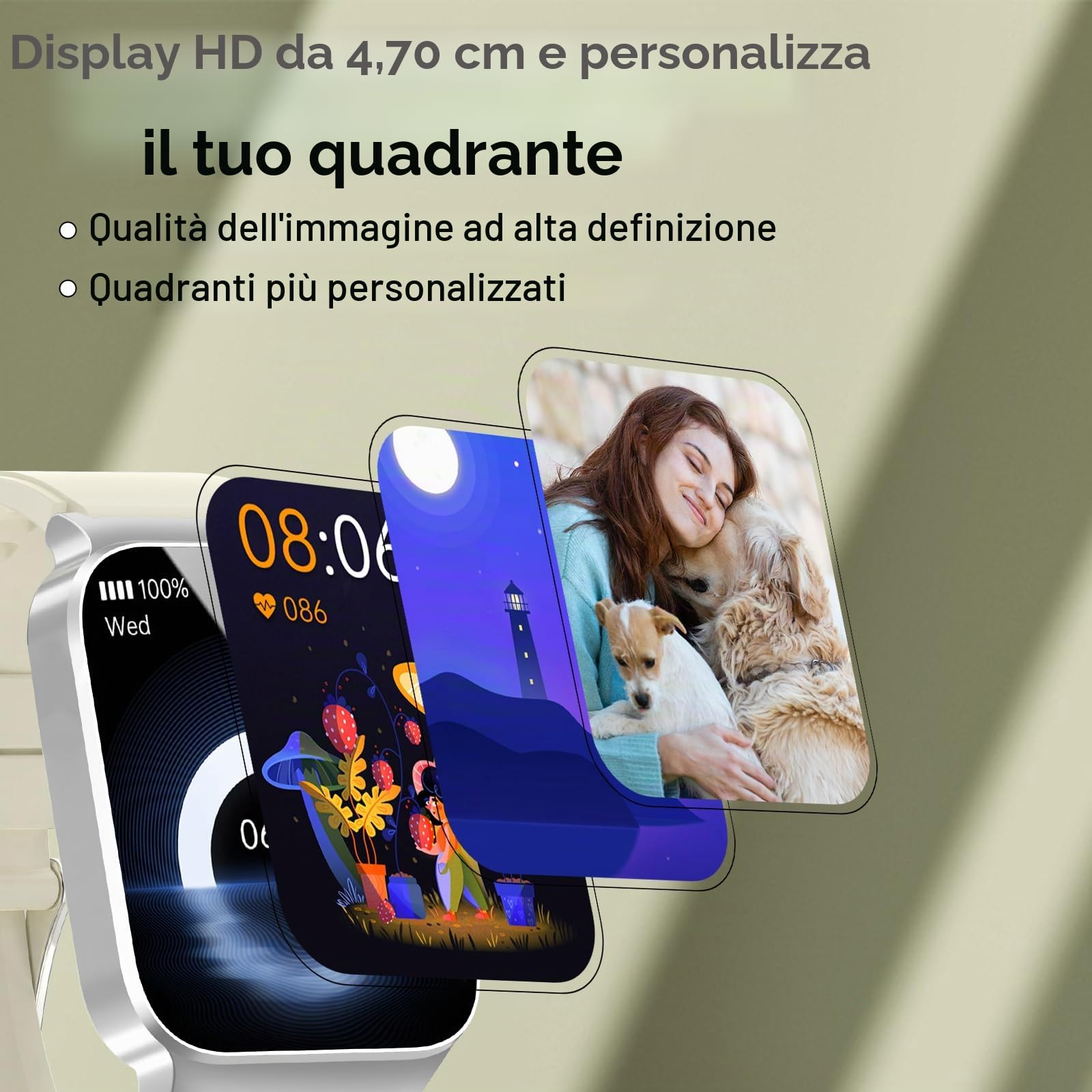 STECEi Smartwatch Uomo Donna Rispondi/Effettua Chiamate, 1.85" Orologio Smartwatch con 113 Sportivo, Impermeabil IP68 Sportivo Watch con Contapassi/Sonno/Cardiofrequenzimetro, Bianco