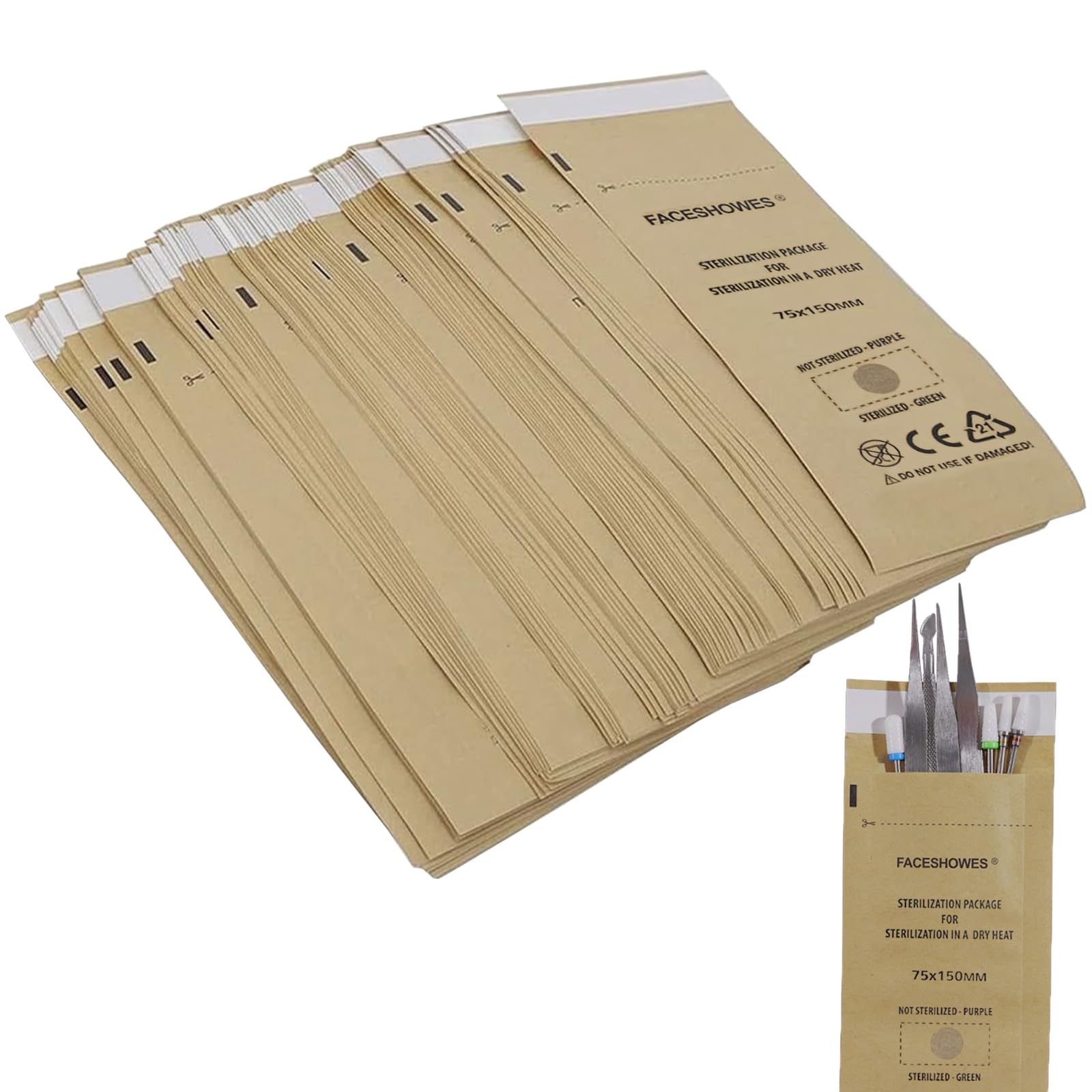 Esterilizador Manicura Desechable Autoclave Papel Kraft Bolsas Esterilizacion Autoadhesivo