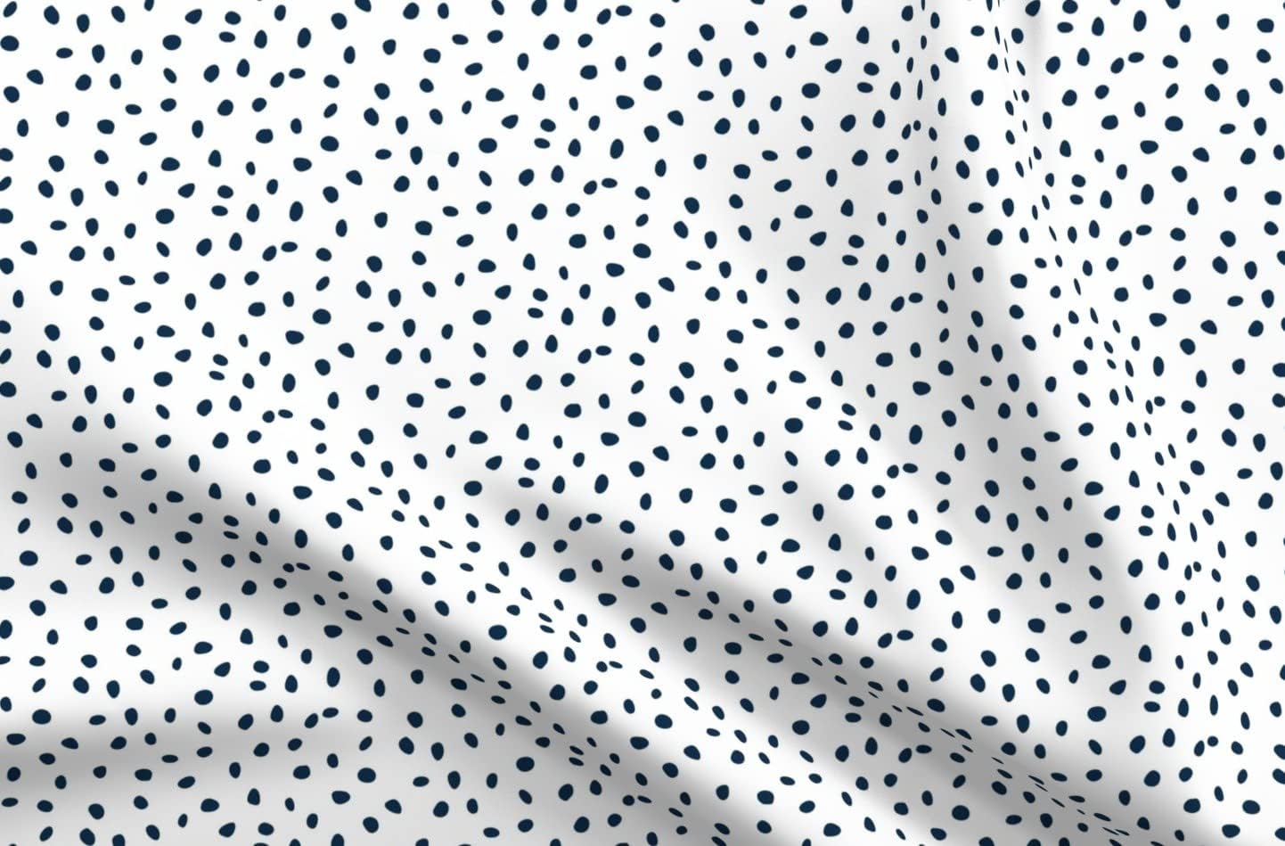 Spoonflower Fabric - Dalmatian Dots Navy White Dot Spots Printed on Upholstery Velvet Fabric Fat Quarter - Upholstery Home Decor Bottomweight Apparel