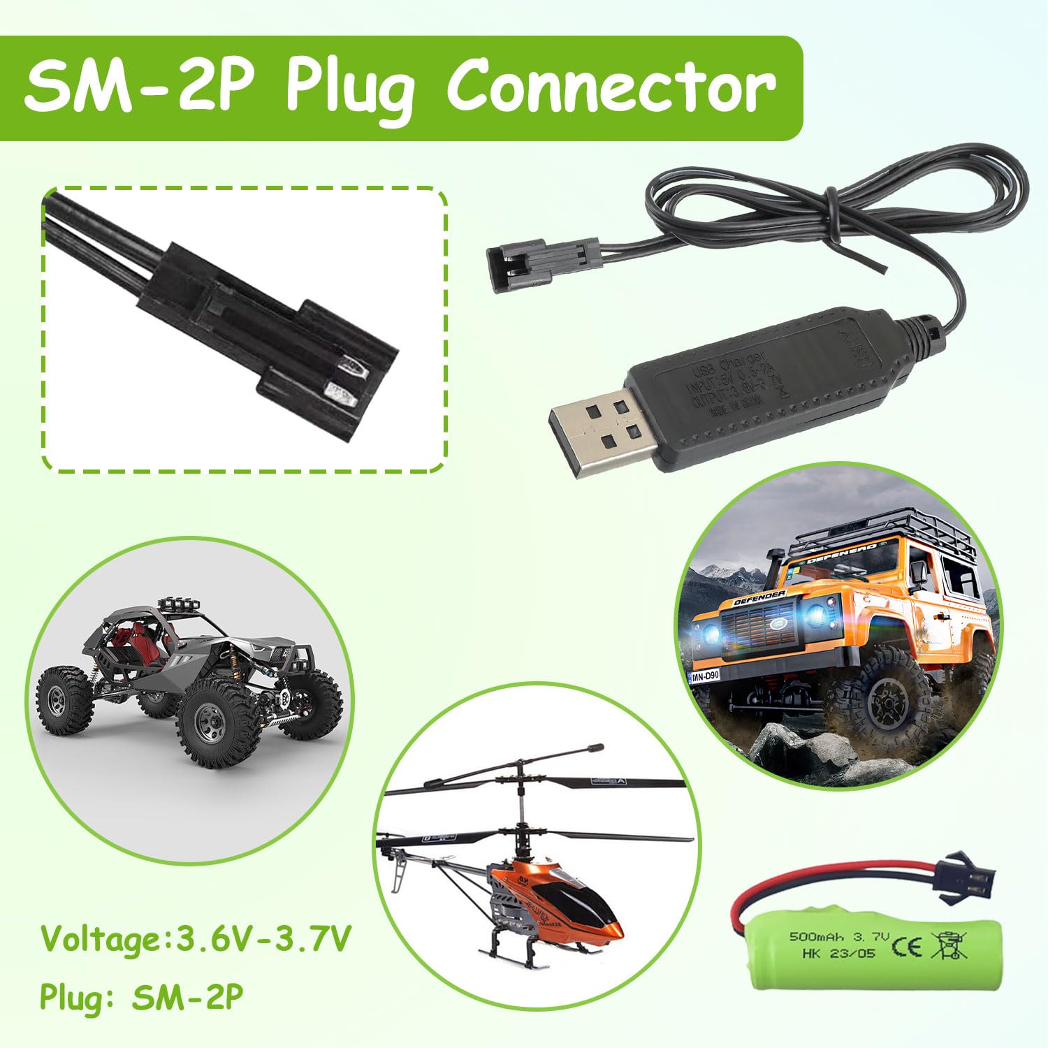 Aliwisdom USB Chargeur Câble RC Universel avec connecteur SM-3P Plug Aliwisdom USB Chargeur Câble RC Universel avec connecteur SM-3P Plug