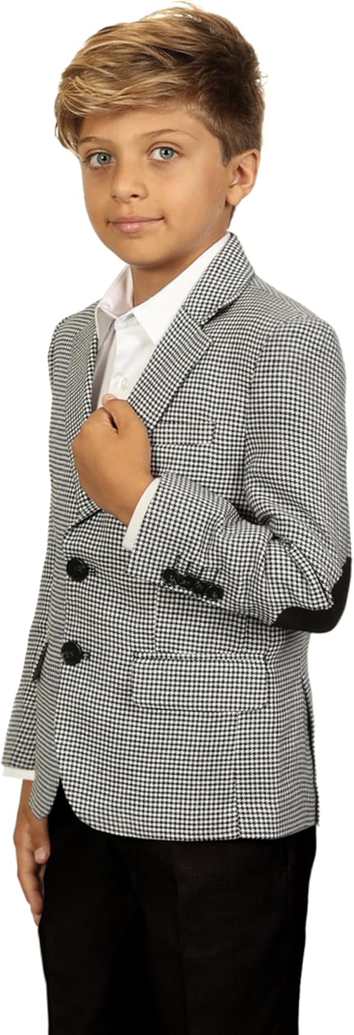 Gioberti Boys and Kids Houndstooth Fully Lined Blazer Jacket