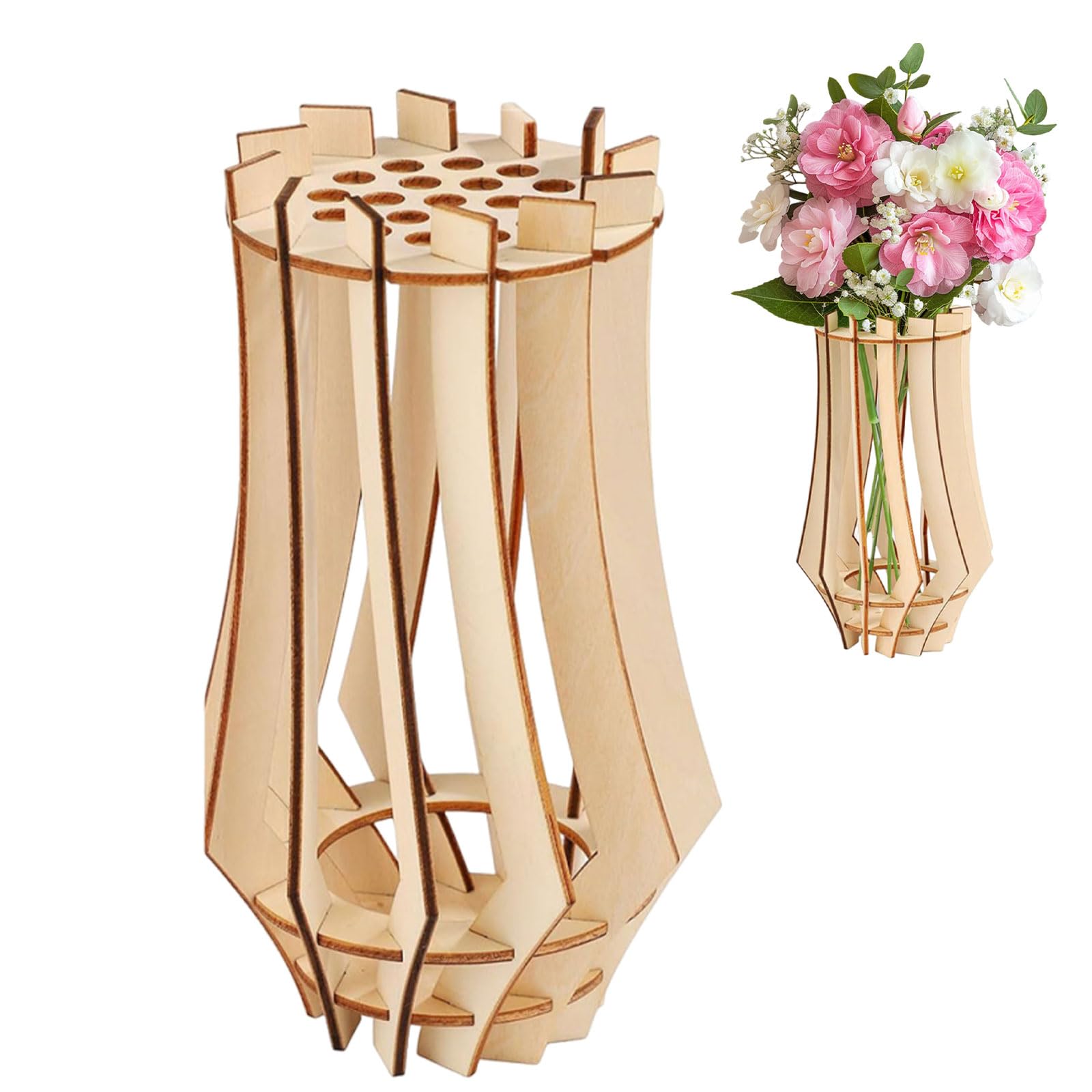 Sweieoni Jarrón de Madera para Flores Florero de Madera para Ramo Jarrones Madera Florero de Madera para Ramo de Flores para Flores Artificiales Flores Secas y Amantes de Las Flores