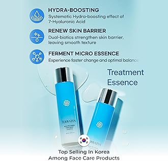 TERRAZEN Korean Aqua Skincare Bundle - Hydrating Face Sheet Masks, Deep Moist Essence, Recharge Serum & Sleeping Mask - Complete Moisturizing and Rejuvenating Skincare Routine for Dry & Sensitive Skin