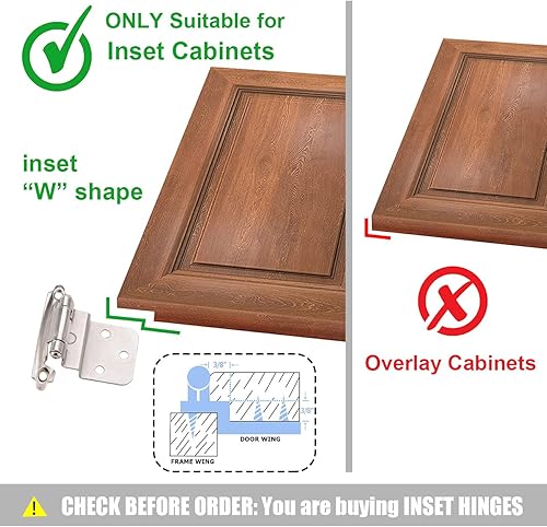 Miniatura 10 de Double Elite Bisagras de gabinete de envoltura parcial superpuesta de 12 pulgada, 15 pares (30 piezas) de níquel cepillado satinado, bisagras de