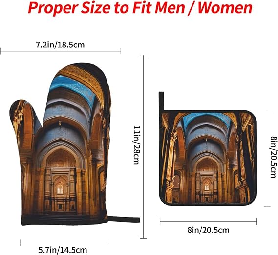 The Mumbai filmcity Tours Print Oven Mitts and Pot Holders Set of 4 Cute Hot Pads Heat Resistant Gloves - Heat Resistant Kitchen Accessories