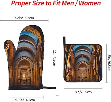 The Mumbai filmcity Tours Print Oven Mitts and Pot Holders Set of 4 Cute Hot Pads Heat Resistant Gloves - Heat Resistant Kitchen Accessories