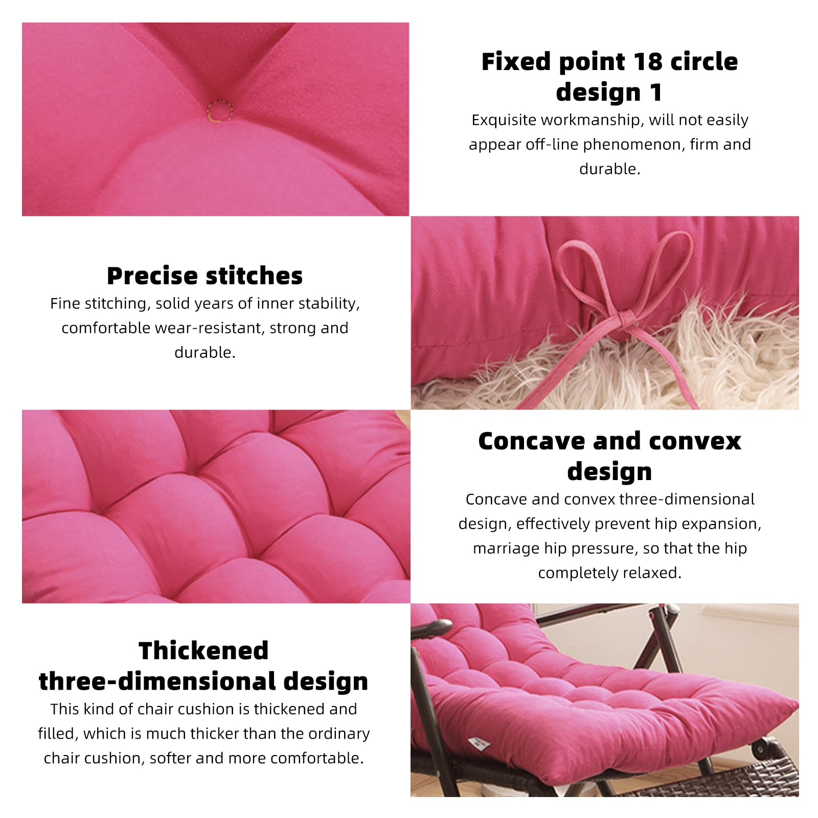 Liegenauflage, Auflage für Gartenliege 155 x 48 x 8 cm, Polsterauflage für Sonnenliege, Ideal für Rattanstuhlkissen, Sofakissen, Liegestuhl-Kissen, Faux Leinen Chaise Lounge Kissen (Rosa)