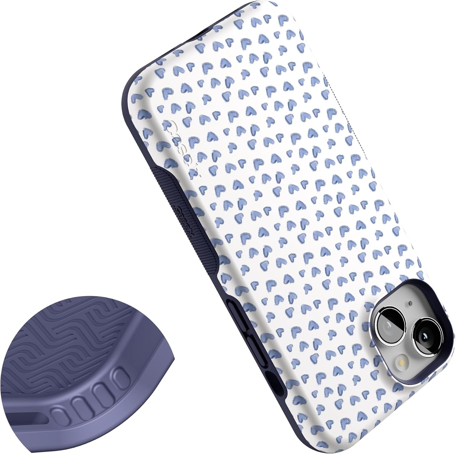 Casely iPhone 13 Case | Lovebug | Blue Hearts | Bold Protective Design | Compatible with MagSafe